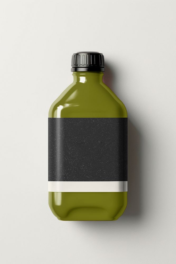 Matcha green tea bottle, product packaging flat lay
