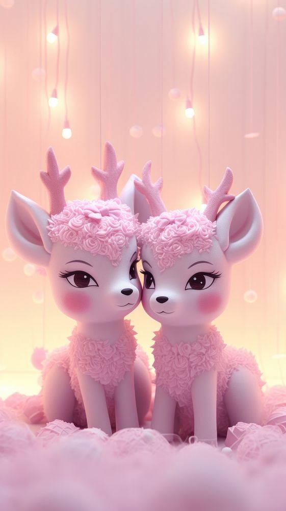 Deer couples cartoon toy representation.