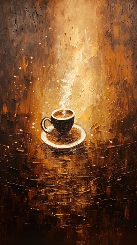 Coffee art painting saucer.