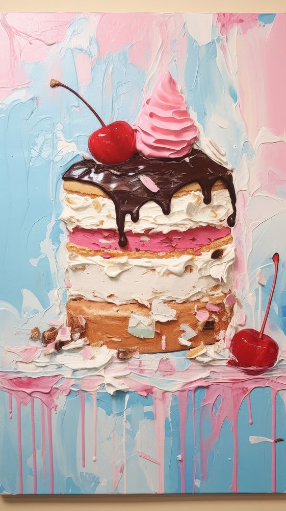 Icecream cake dessert paint food.