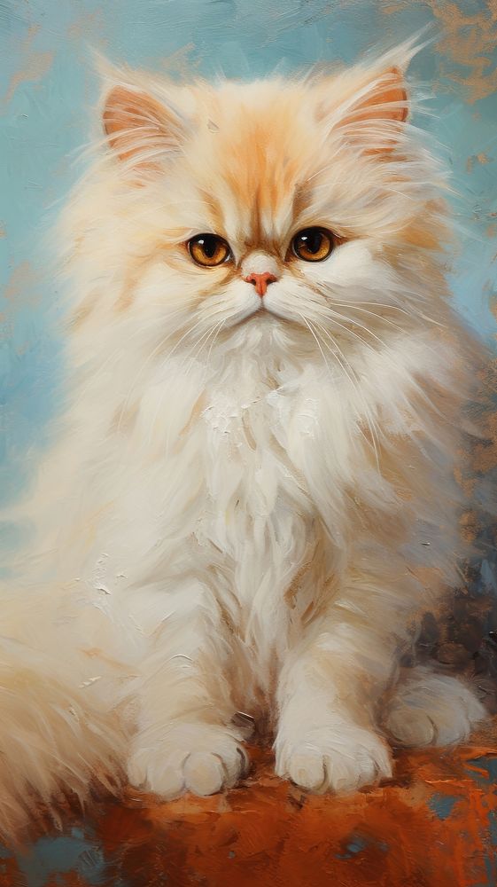 Persian cat art painting mammal.