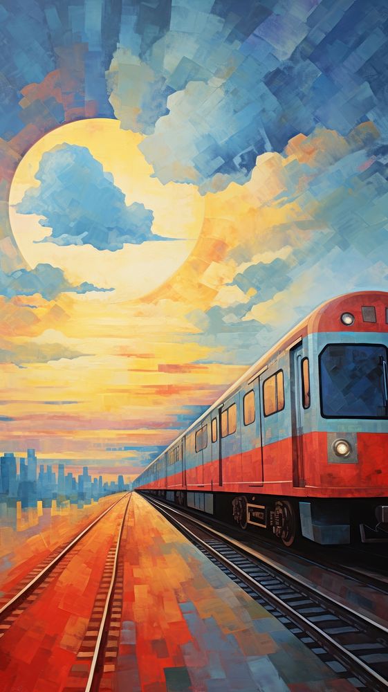Sky train art outdoors painting.