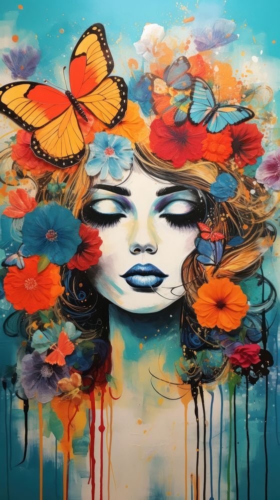 Summer art butterfly painting.