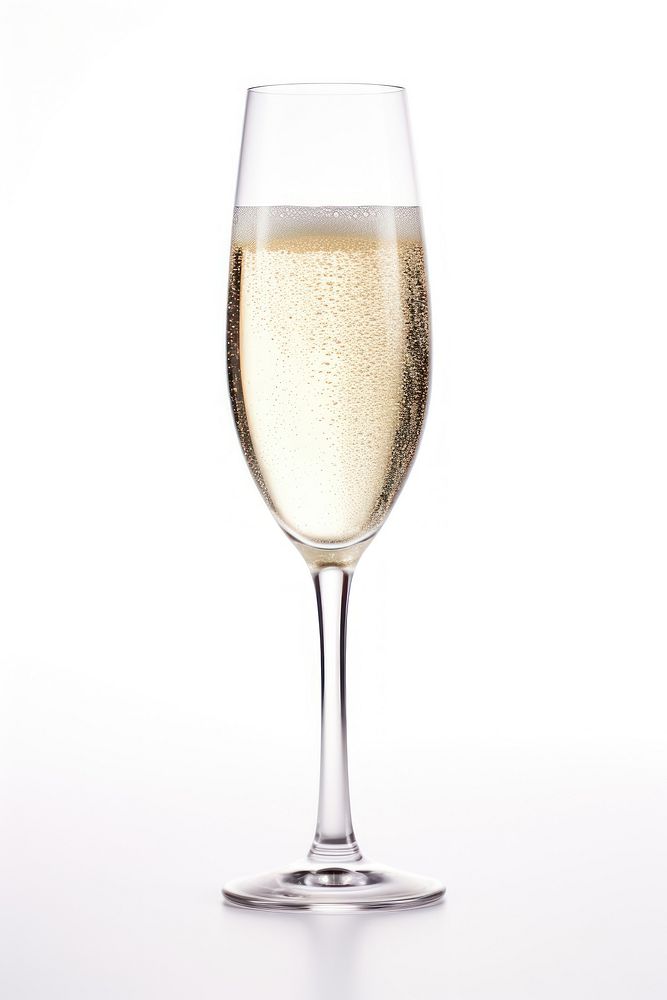 A white champange glass drink wine white background.