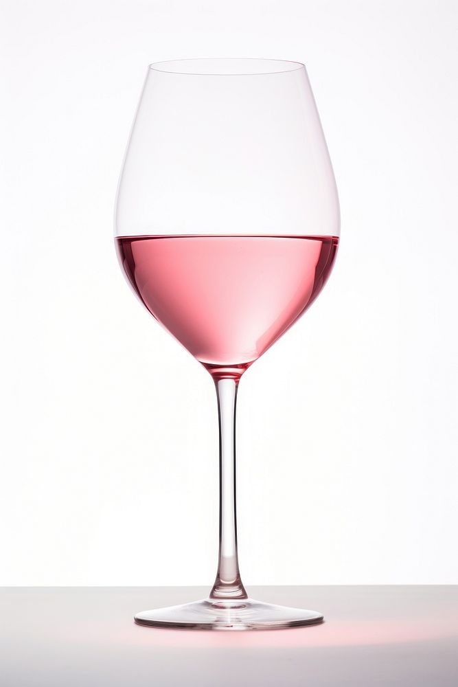 A pink wine glass drink white background refreshment.