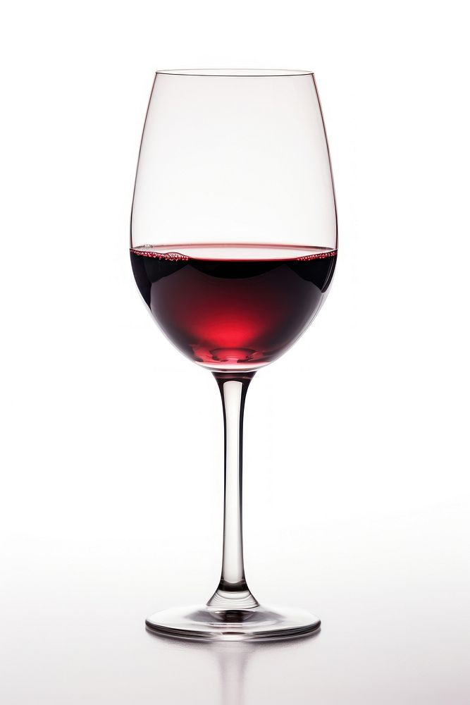 A red wine glass bottle drink white background.