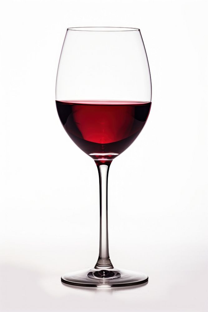 A red wine glass bottle drink white background.