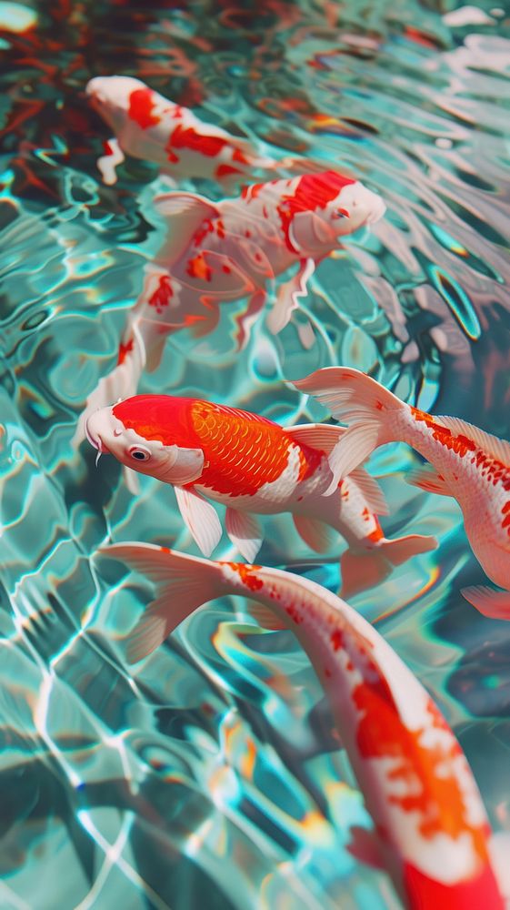 Koi fishs in pool outdoors animal red.