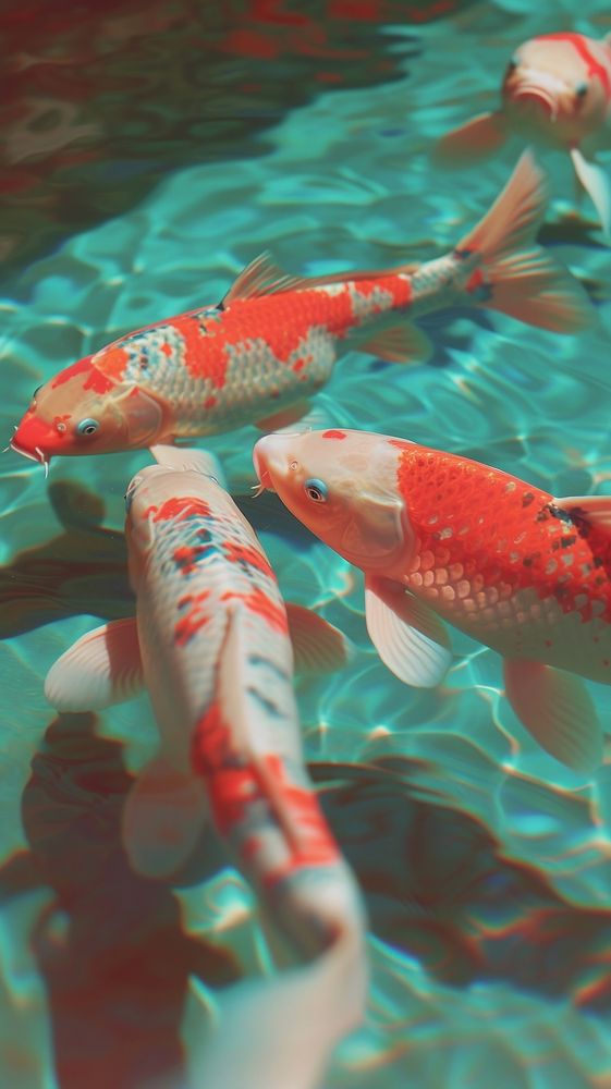 Koi fishs in pool animal carp red.