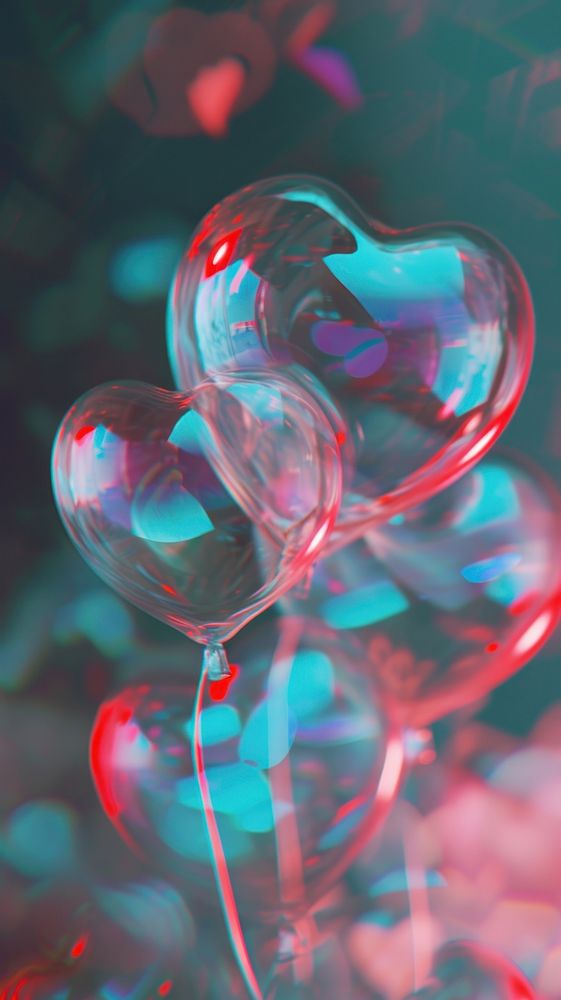 Heart bubble red transparent illuminated.