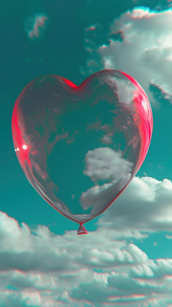 Heart bubble balloon cloud sky.