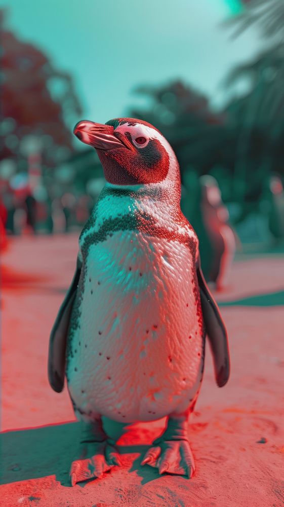 Penguin animal bird red.
