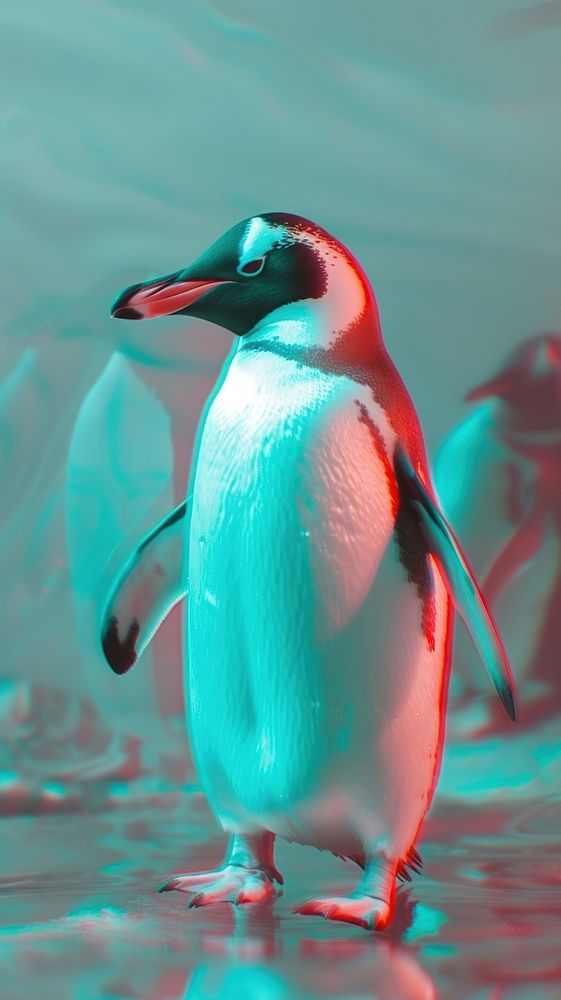 Penguin animal bird red.
