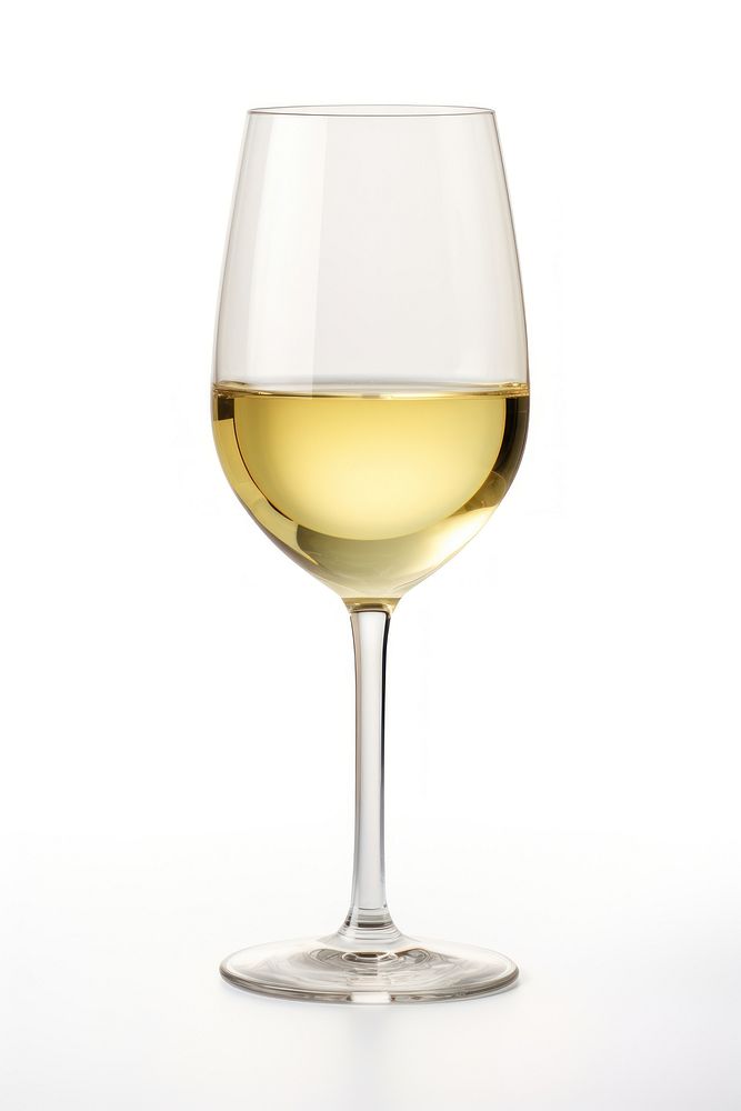 Awhite wine glass bottle drink white background.