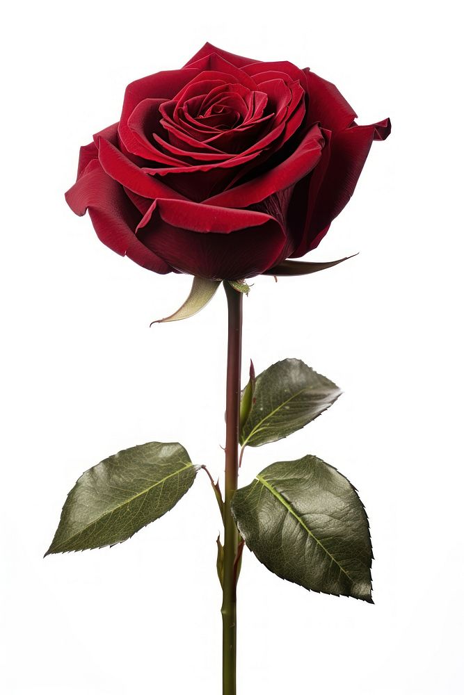 Dark red roes flower plant rose white background.