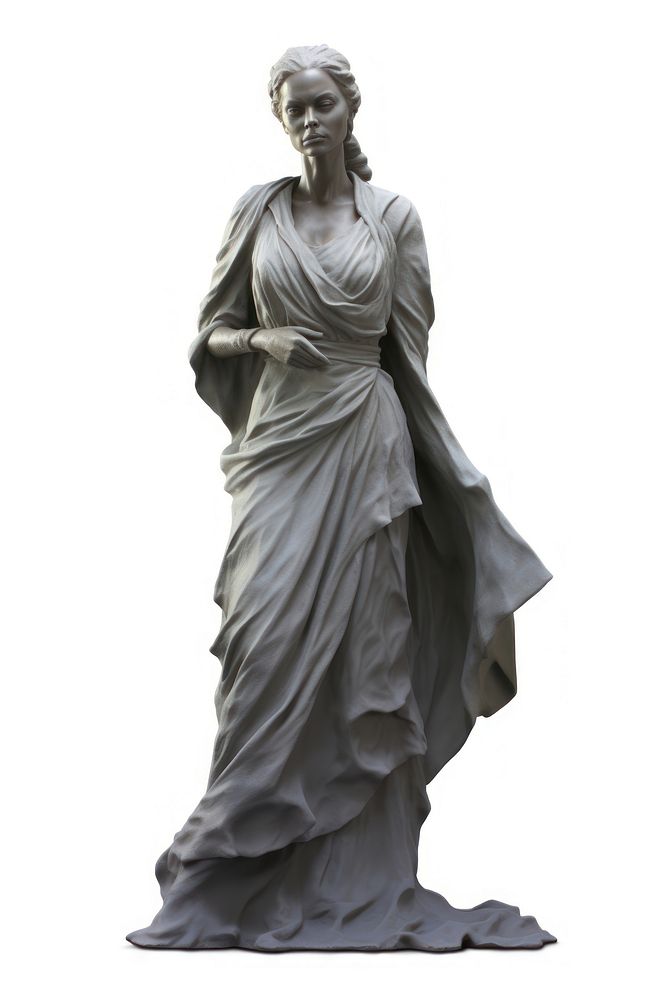 Gray woman statue standing sculpture white art.