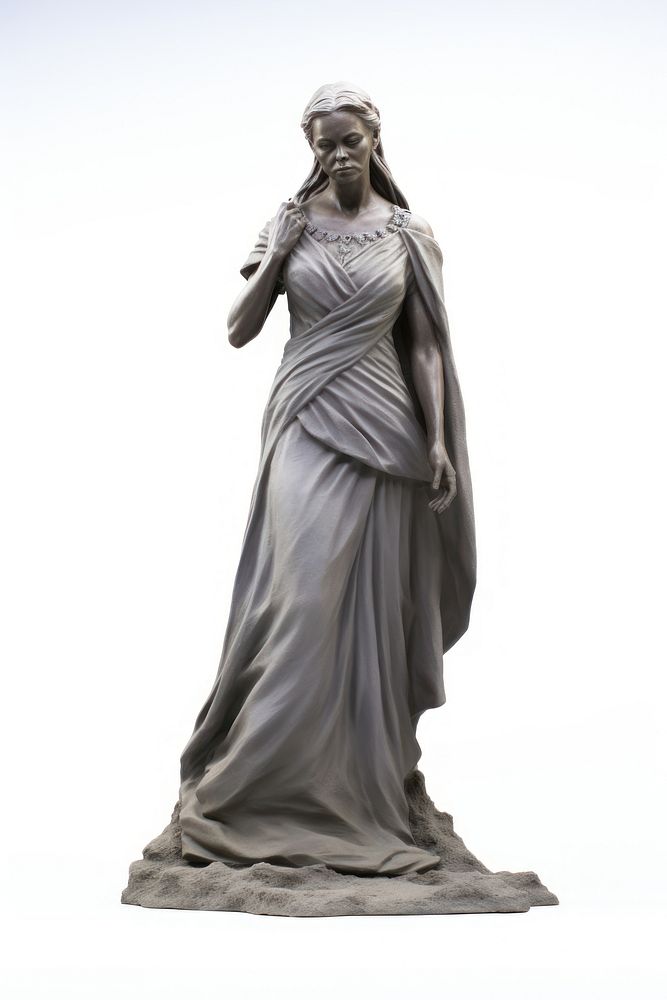 Gray woman statue standing sculpture figurine adult.