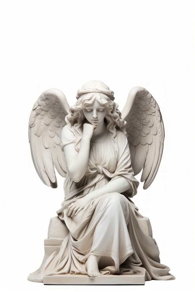 White Angel statue angel white background representation.