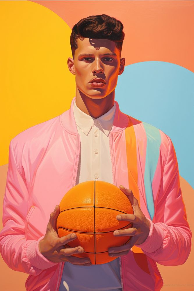 Basketball portrait painting sports.