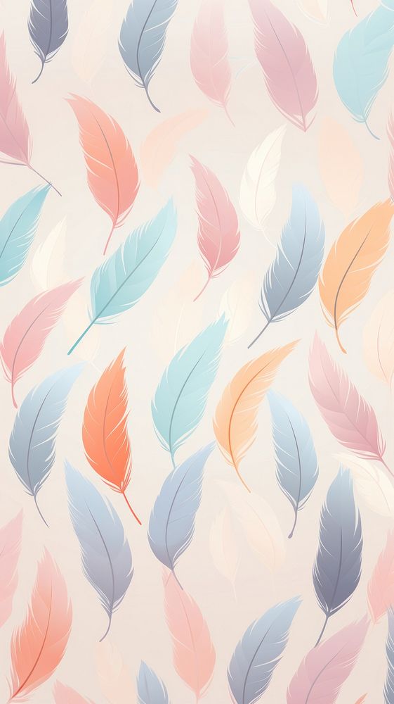 Pastel feather patterned backgrounds leaf art.