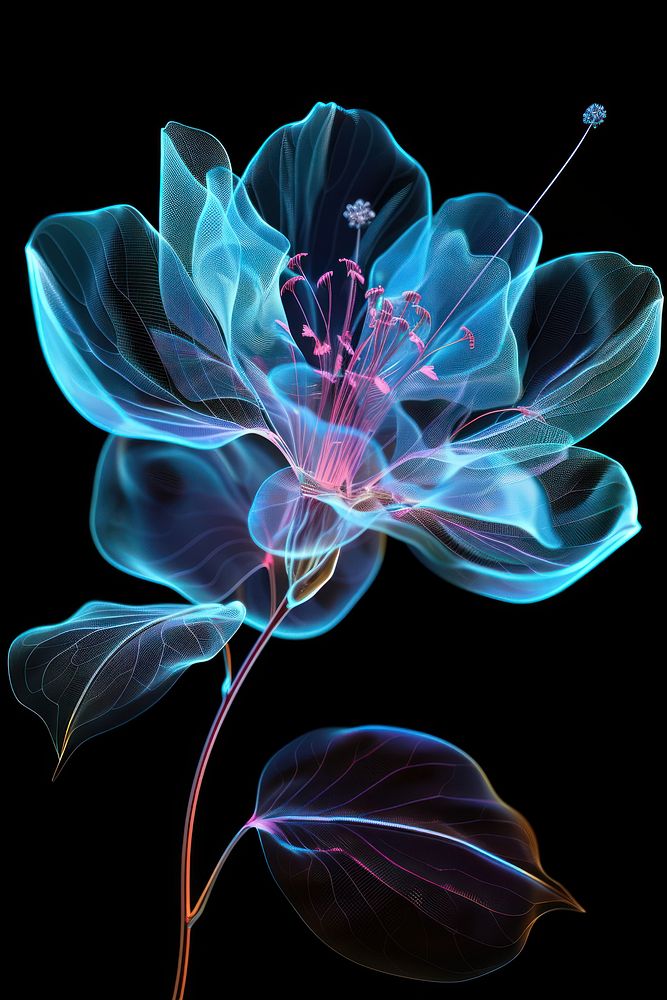 Render of glowing flower black background inflorescence accessories.