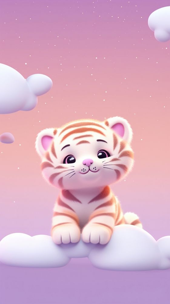 Cute tiger dreamy wallpaper cartoon animal mammal.