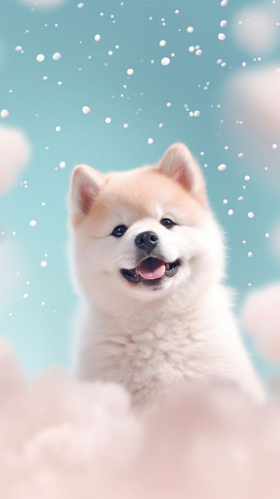 Cute Akita dreamy wallpaper animal dog mammal.