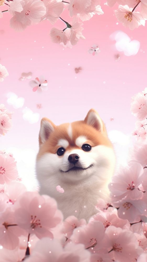 Cute Akita dreamy wallpaper animal dog portrait.