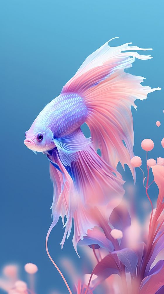 Cute betta fish dreamy wallpaper animal underwater undersea.
