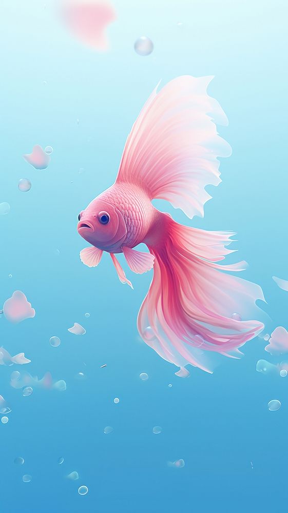 Cute betta fish dreamy wallpaper animal goldfish underwater.
