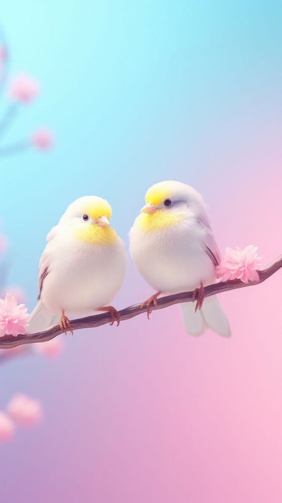 Cute Canaries dreamy wallpaper animal bird flower.