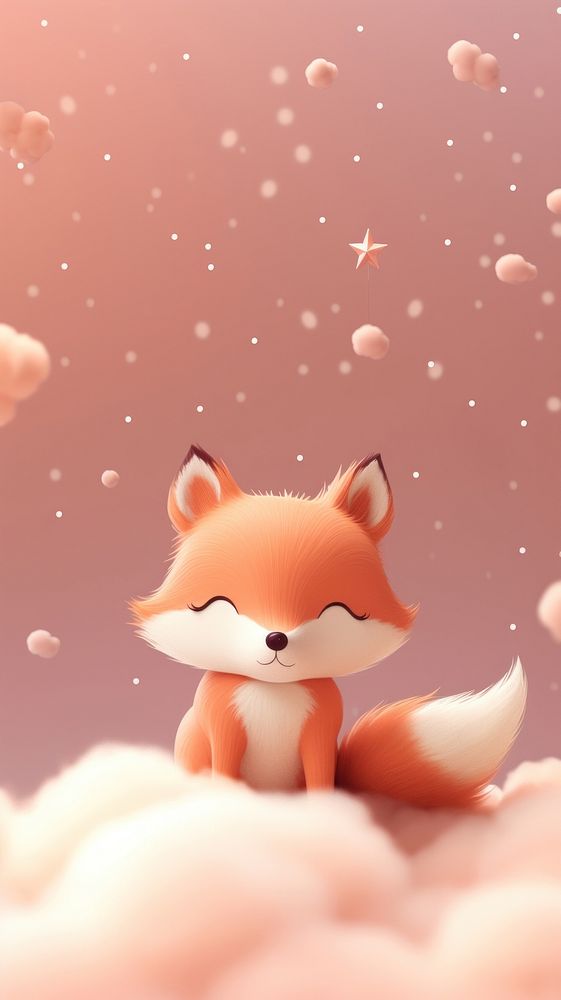Cute fox dreamy wallpaper cartoon animal mammal.