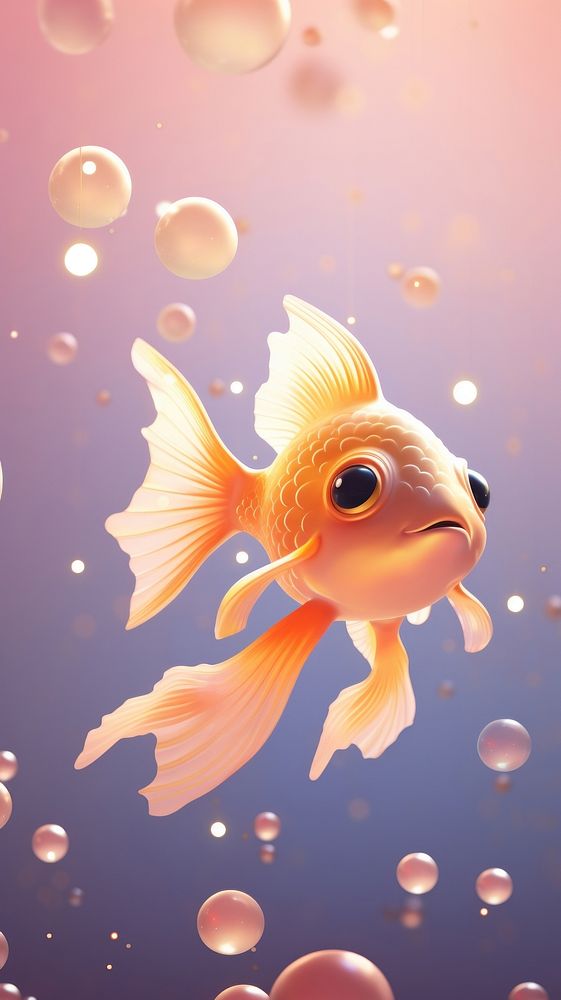 Cute golden fish dreamy wallpaper animal goldfish cartoon.