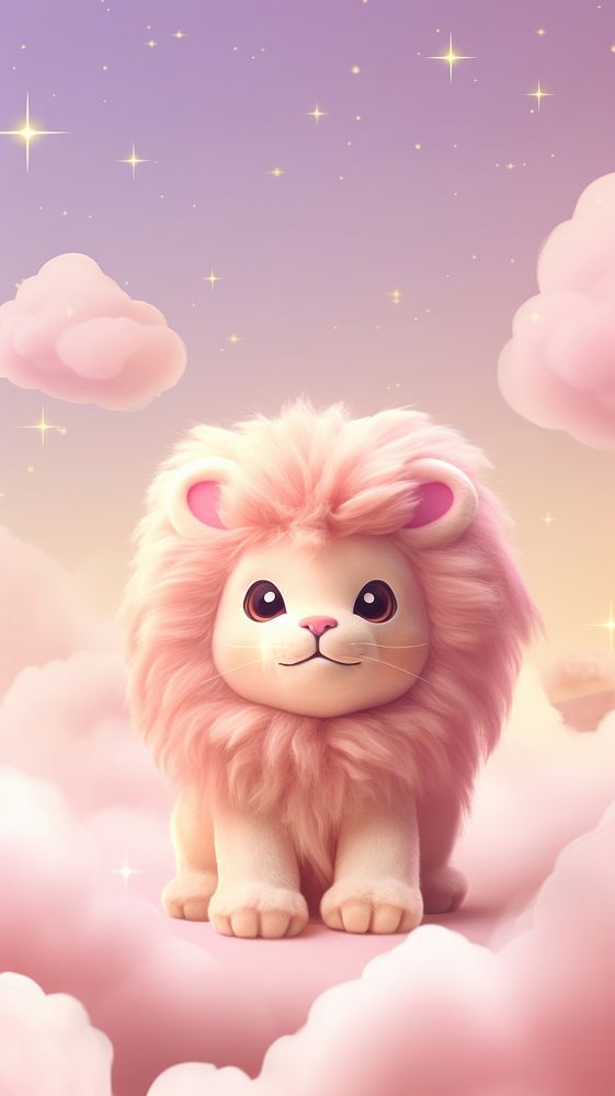 Cute lion dreamy wallpaper cartoon animal toy.