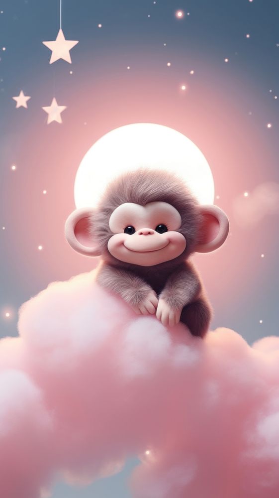 Cute monkey dreamy wallpaper cartoon mammal animal.