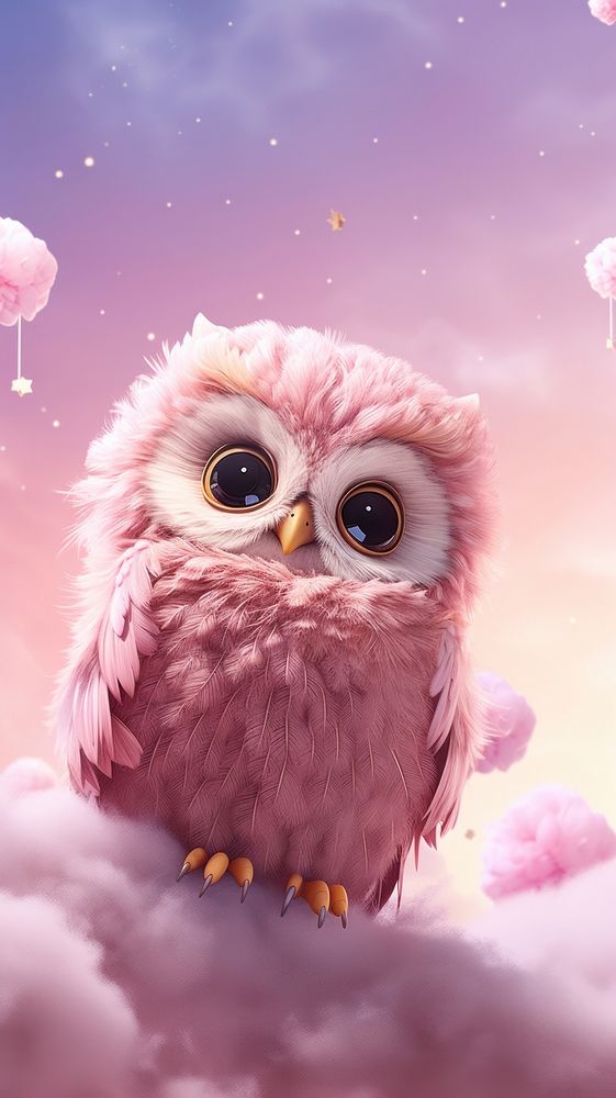Cute owl dreamy wallpaper animal bird art.