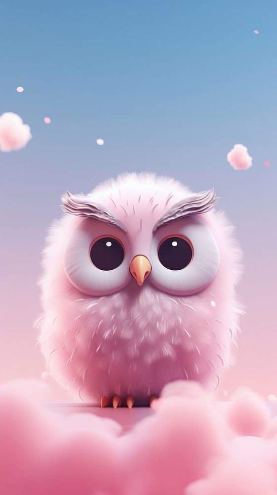 Cute owl dreamy wallpaper cartoon animal bird.