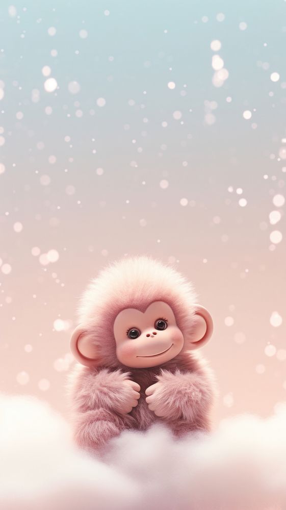 Cute Snow Monkey dreamy wallpaper cartoon animal monkey.