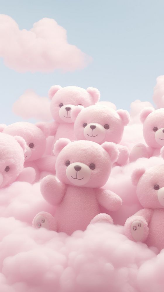 Fluffy pastel bear mammal toy representation.