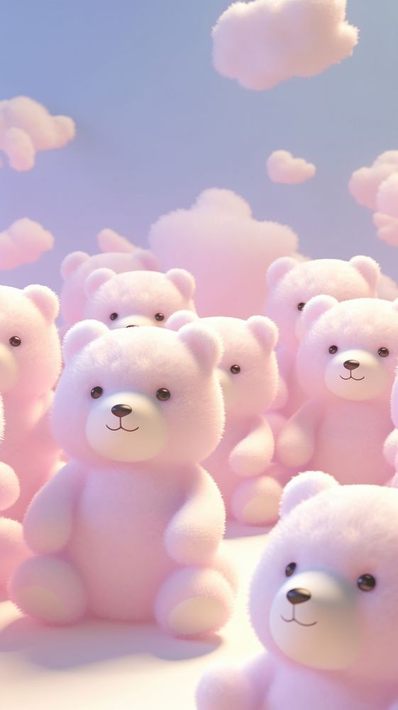Fluffy pastel bear cartoon cute toy.