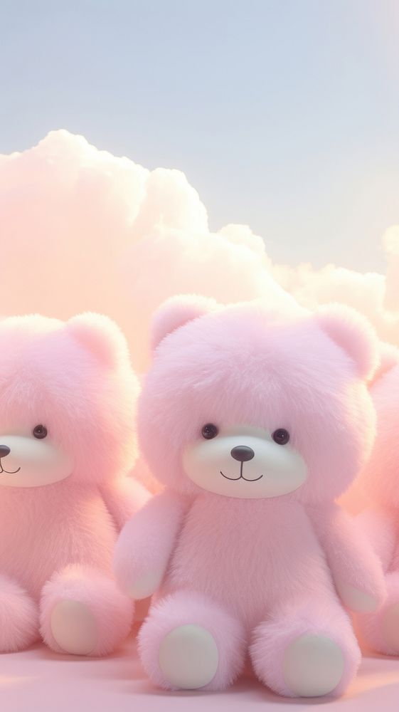 Fluffy pastel bear plush cute toy.