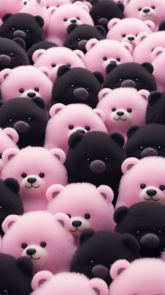 Fluffy pastel black bear toy backgrounds abundance.