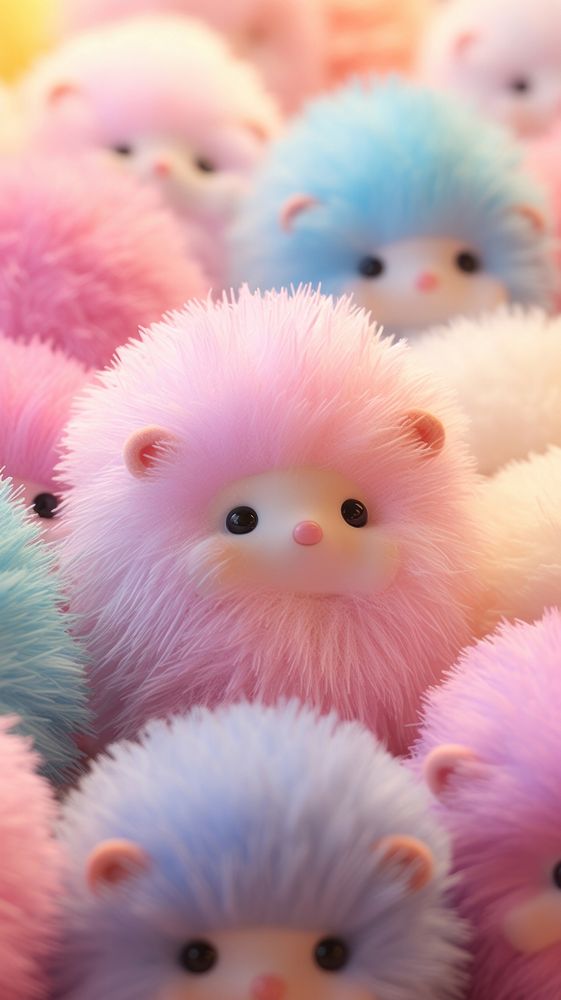 Fluffy pastel hedgehog mammal cute toy.