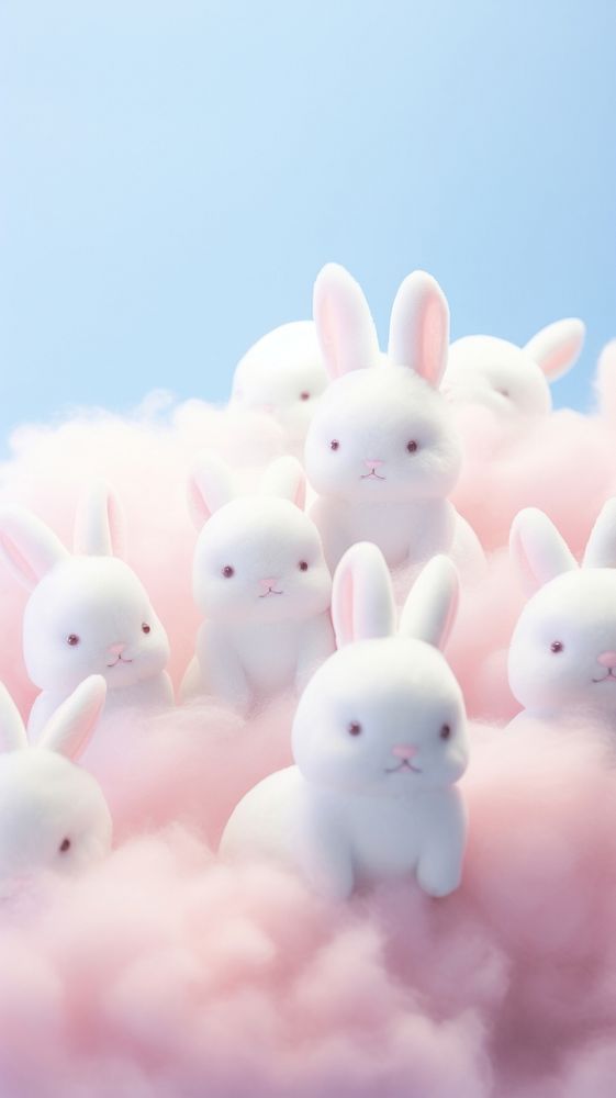 Fluffy pastel rabbit animal mammal nature.