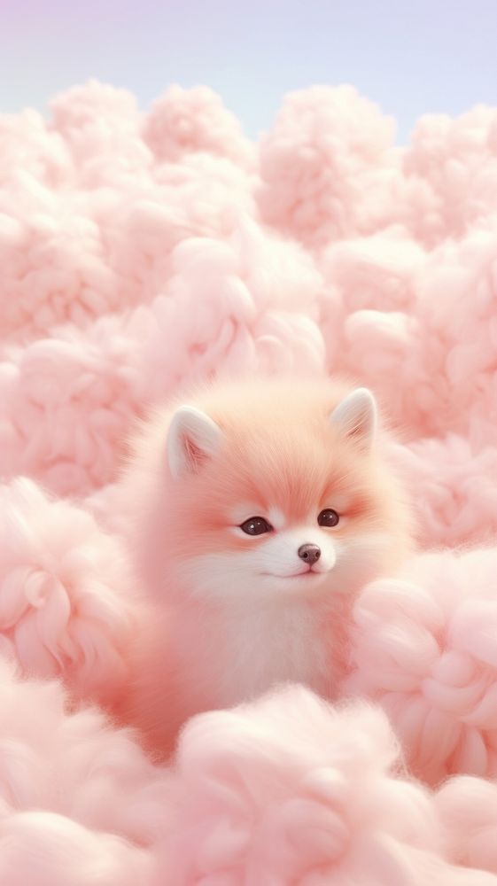 Fluffy pastel red fox mammal animal cute.