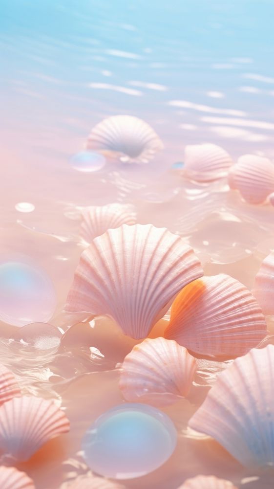 Fluffy pastel sea shell seashell floating clam.