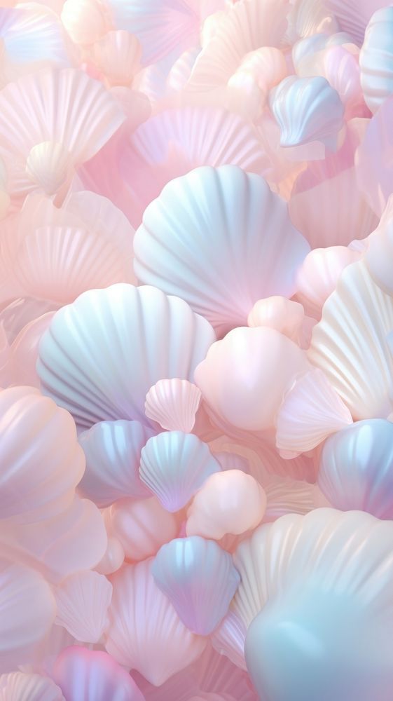 Fluffy pastel sea shell petal invertebrate backgrounds.