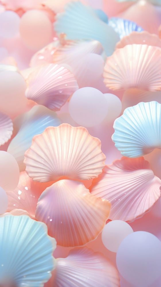 Fluffy pastel sea shell petal invertebrate backgrounds.