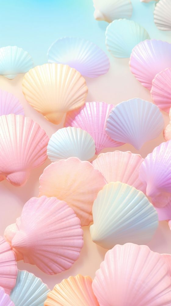 Fluffy pastel sea shell seashell clam invertebrate.