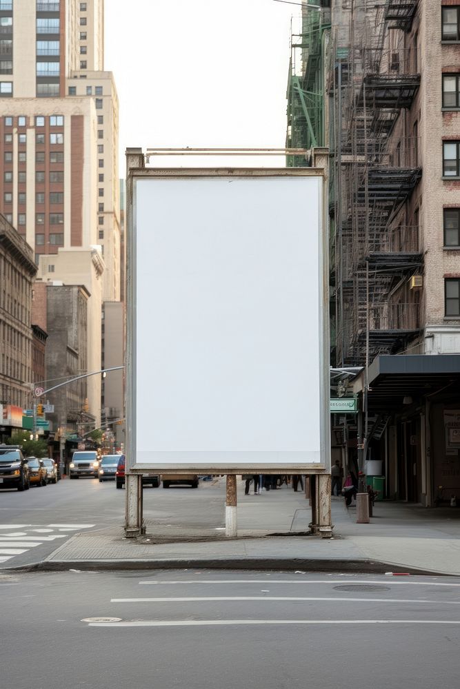 Billboard on the sidewalk vehicle transportation advertisement.